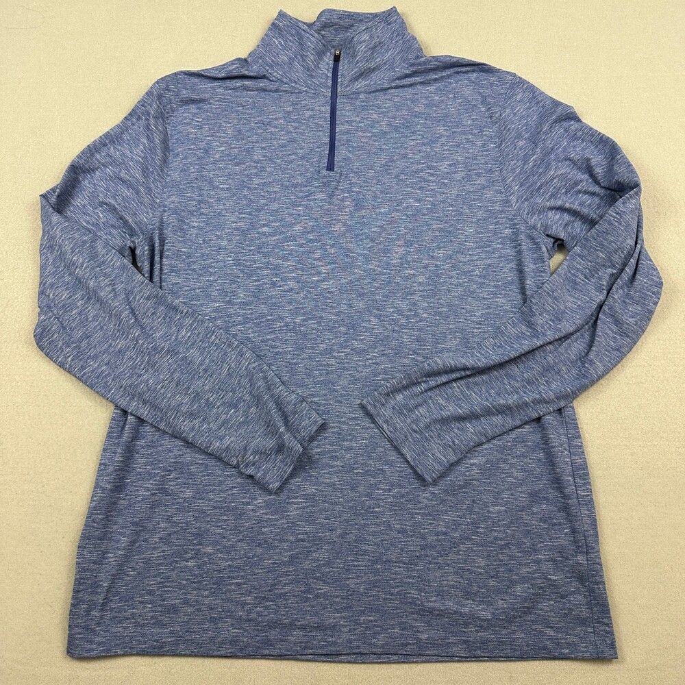 J. Crew Sweater Men Extra Large Blue 1/4 Zip Performance Pullover Knit XL *